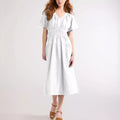 Summer Popular V neck Pleated Waist Tight Slimming Dress Dress