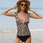 Women Leopard Print Ruffled Split Bikini Swimsuit Women Swimsuit Bikini Bella Mia