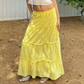 Women Clothing Summer Elegant South French Holiday Elastic A line Long Skirt