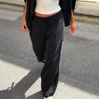 Women Wear Autumn Casual Loose Drawstring Tight Waist Solid Color Trousers Bella Mia