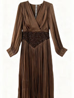 Elegant Long Sleeve Solid Color Diamond Dress Autumn High Grade Waist Slimming Dress Women Bella Mia
