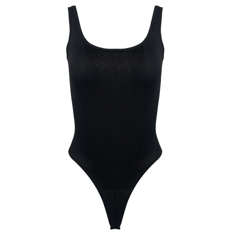 Summer Women Clothing Simple Sleeveless Top Backless Tight Vest Bodysuit Bella Mia