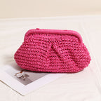 Crossbody Straw Bag Pleated Solid Color Straw Bag Woven Bag Vacation Beach Bag Women Bag Bella Mia