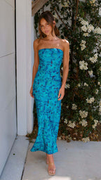 Graceful Fashionable Socialite Satin Backless Tube Top Dress Bella Mia