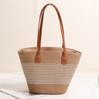 Gold Silver Thread Striped Straw Bag One Shoulder Woven Bag Vacation Beach Bag Women Bag Bella Mia