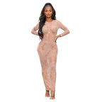Sexy Women Mesh Perspective Long Sleeve Women Dress Bella Mia
