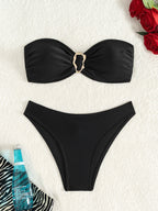Bikini Solid Color Tube Top Sexy Split Bikini Swimsuit Women Bella Mia