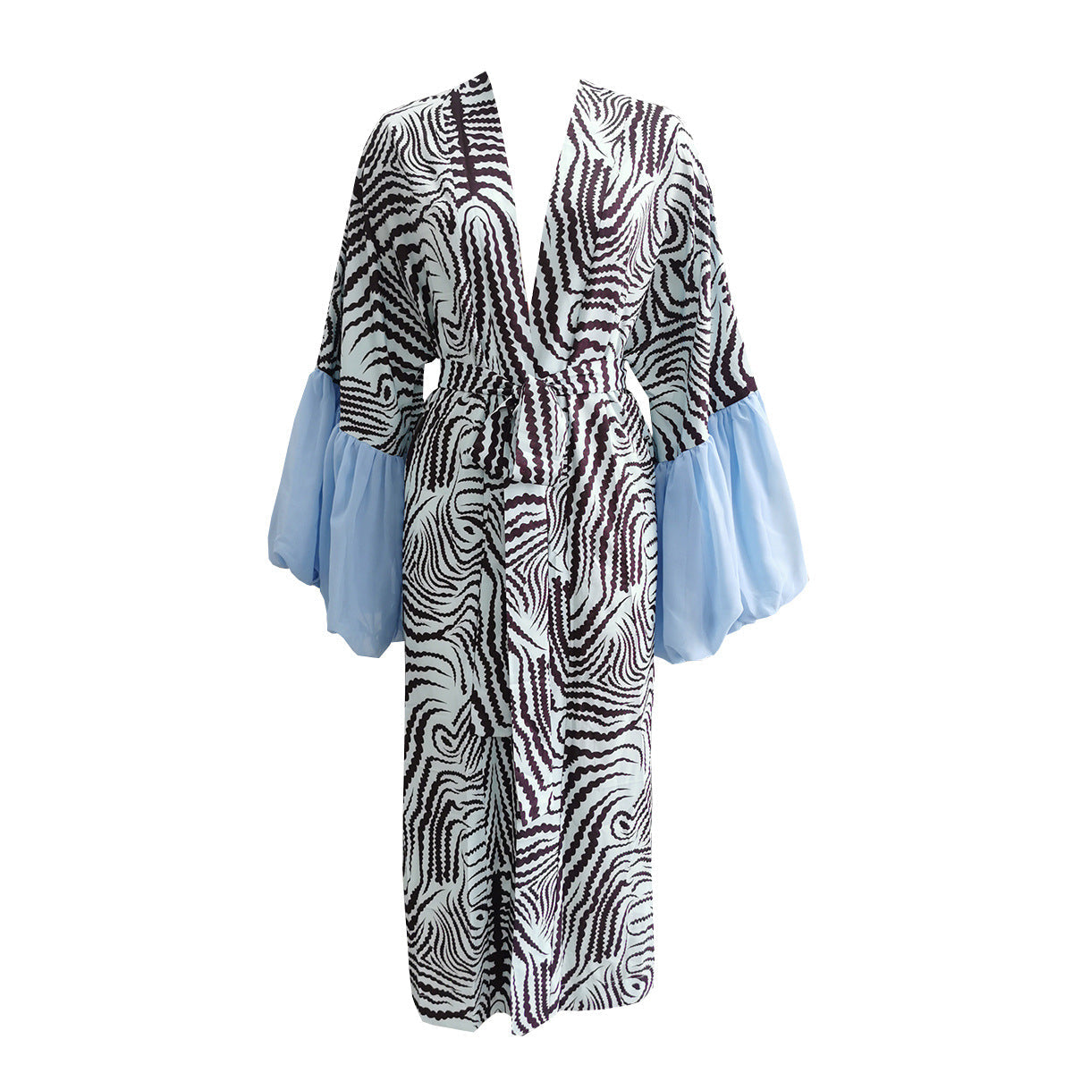 Zebra Striped Long Cardigan Bikini Cover-up Long Sleeve Blouse Beach Bella Mia