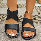 plus Size Women Shoes Summer Cross Elastic Band Women Flat Sandals Bella Mia