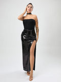 High Quality Sexy Slit Sequin Dress Autumn Women Clothing High Sense Tutu Bella Mia