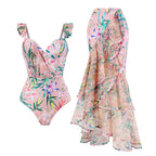 Siamese Conservative Flying Edge Covering Belly Thin Sexy Skirt Swimsuit Women Wrap Skirt Set Bella Mia