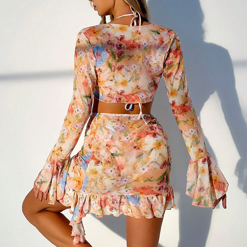 Swimsuit Printing Stylish Beach Dress Bikini Four Piece Suit Swimsuit Women Bella Mia