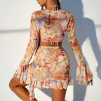 Swimsuit Printing Stylish Beach Dress Bikini Four Piece Suit Swimsuit Women Bella Mia