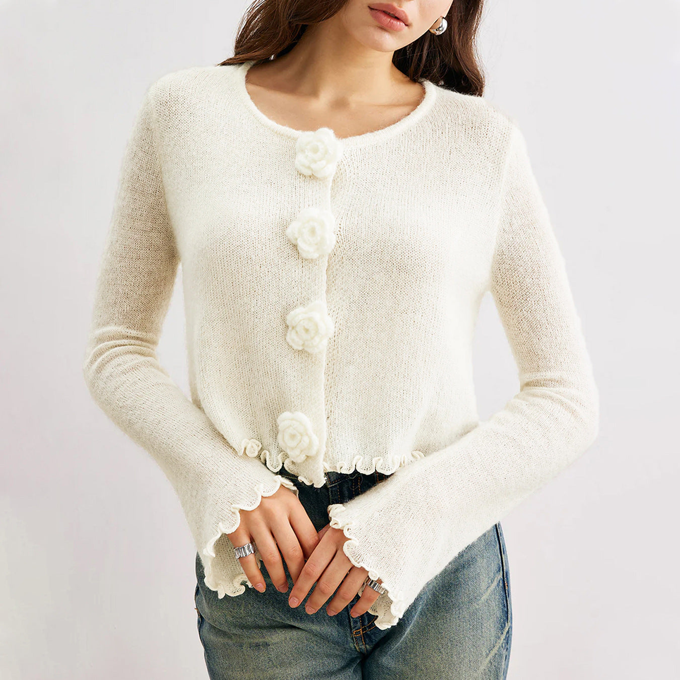 Women Sweater Autumn Winter Three Dimensional Floral Slim Fit Wooden Ear Pullover Women Sweater Top Bella Mia