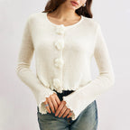 Women Sweater Autumn Winter Three Dimensional Floral Slim Fit Wooden Ear Pullover Women Sweater Top Bella Mia
