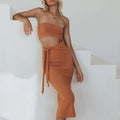 Dress Women Sexy Cutout Backless Tube Top Lace Up Knitted Dress Women