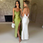 Women Clothing Summer Sexy Backless Slim Fit Split Sling Dress Bella Mia