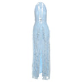 Women Clothing Summer Elegant Sexy Deep V Plunge neck Hollow Out Cutout Halter Lace up Lace Split Dress Bella Mia