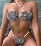 Women Clothes Grid Pearl Shining Diamond Sexy Bikini Bella Mia