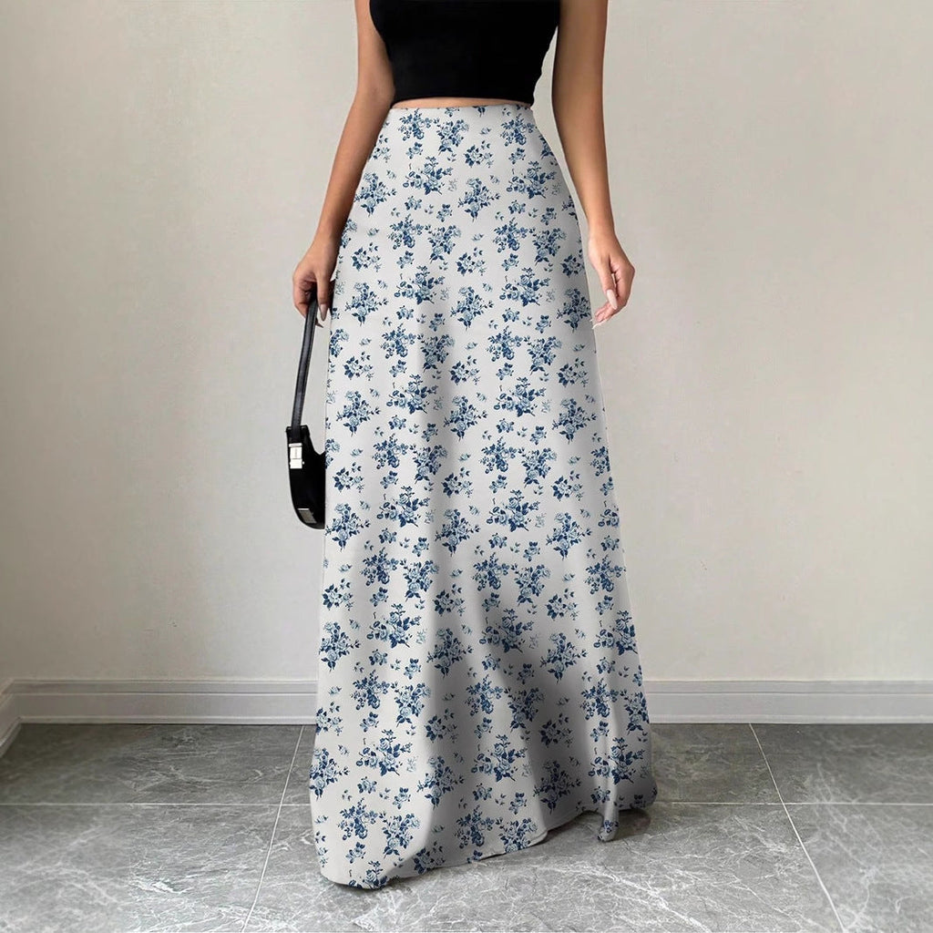 Women Clothing Satin Satin Dress Skirt Women Summer Artificial Silk Long Skirt High Sense Bella Mia