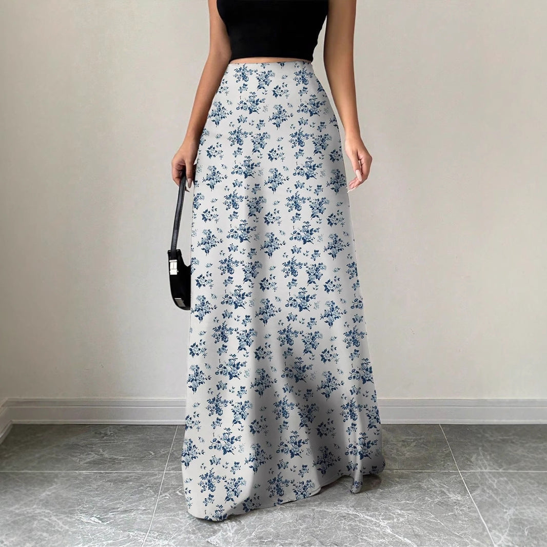 Women Clothing Satin Satin Dress Skirt Women Summer Artificial Silk Long Skirt High Sense Bella Mia