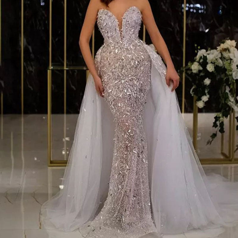 Summer Women Clothing Dress Sequined Fishtail Sleeveless Long Mesh Dress Bella Mia