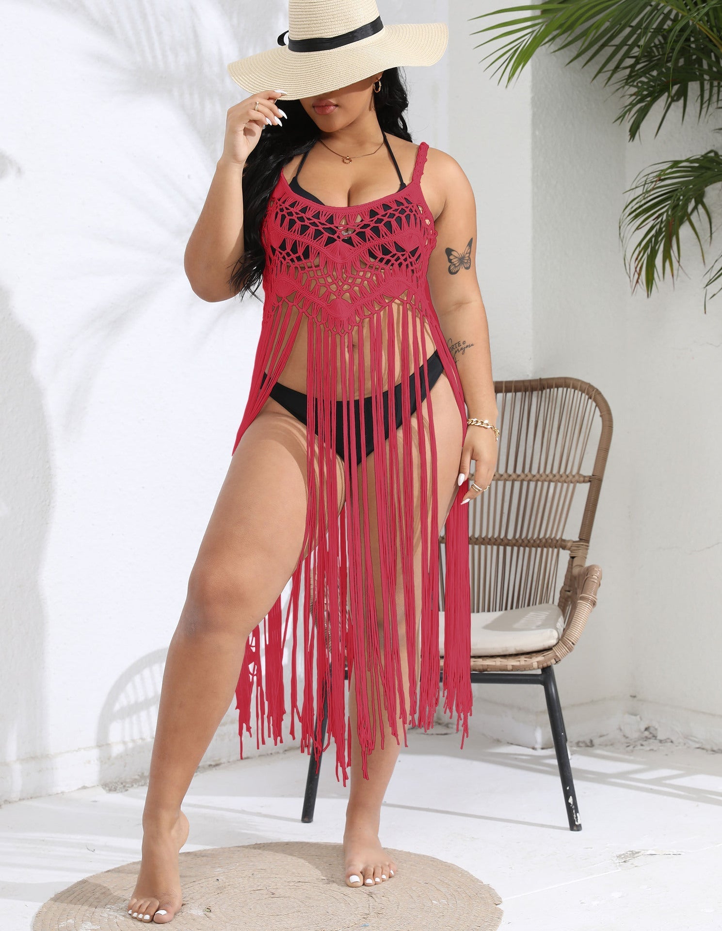 Women Beach Vacation Blouse Bikini Overclothes Tassel Patchwork Cami Dress Bella Mia