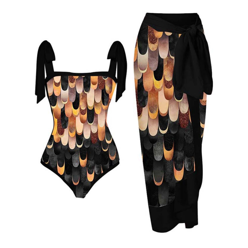 Swimsuit Multi Color Printed Sheath Gauze Skirt Anti-Exposure Two Piece Sun Protection Swimsuit for Women Bella Mia