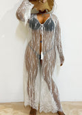 Women Beach Beach Cover Up Sexy See Through Lace Strap Sunscreen Long Sleeve Cardigan Bella Mia