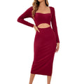 Sexy Sexy Design Waist Hollow Out Cutout Figure Flattering Side Slit Hip Dress Bella Mia