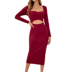 Sexy Sexy Design Waist Hollow Out Cutout Figure Flattering Side Slit Hip Dress Bella Mia