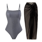Sexy One Piece Swimsuit Women Bikini Striped Printed Gauze Skirt Swimsuit Bikini Bella Mia