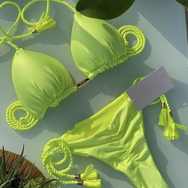 Bikini Special Solid Color Braid Rope Swimsuit Multicolor Bikini Bella Mia