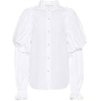 Shirt Women Long Sleeve Lantern Sleeve Women Shirt White Stand Collar Bella Mia
