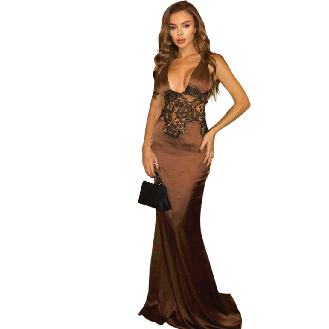 Autumn Winter Women Clothing Deep V Plunge neck Sexy Slim Fit Backless Elegant Dress Women Bella Mia