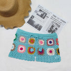 Beach Shorts Women Clothing Color Random Hand Hook Floral Block Stitching Grandmother Plaid Hip Pants Bella Mia