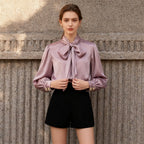 French Intellectual High Grade Lace up Shirt Autumn Minority All Match Shirt for Women Bella Mia