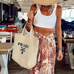 Slant Shoulder Slimming Printed Belt One Piece Swimsuit Women Clothing Bella Mia