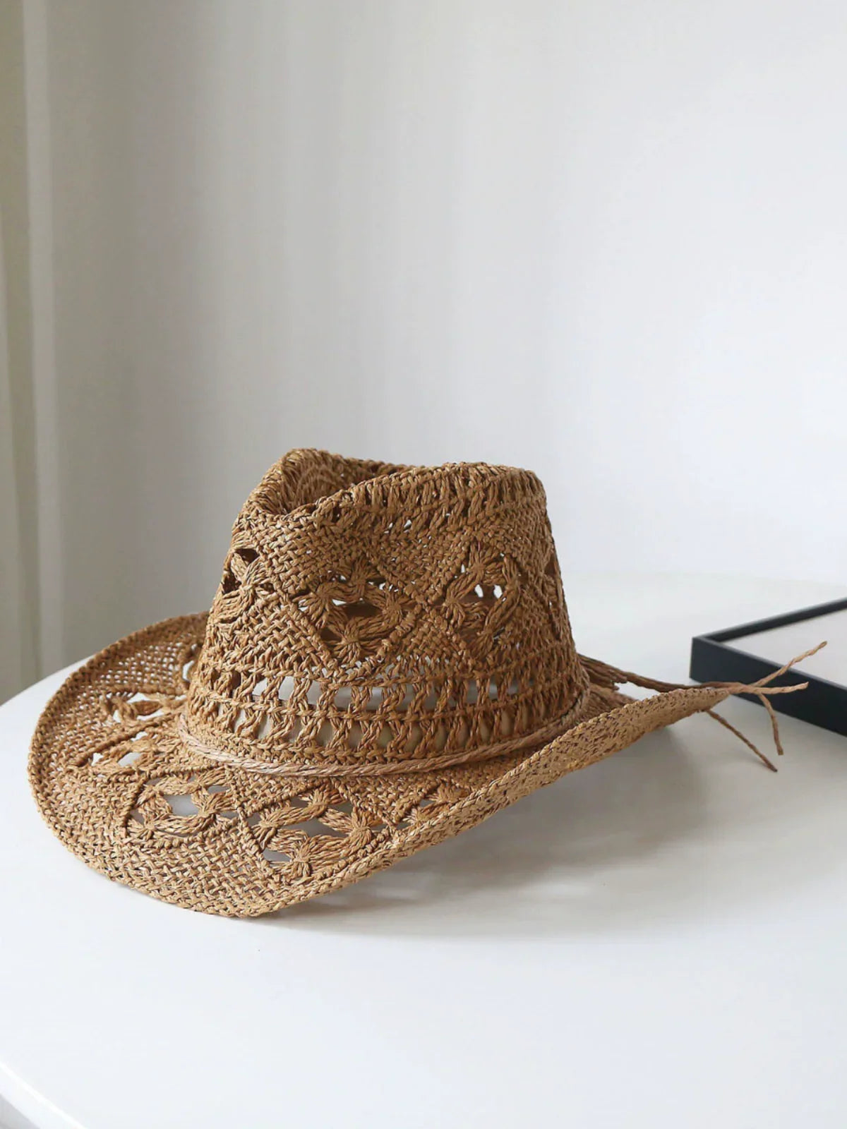 New Arrival Hand-Woven Straw Hat Cut Out Summer Sun Protection for Men and Women Sun Hat Western Cowboy Hat Outdoor All-Matching Hat