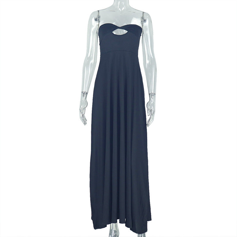 Women Clothing Soft Solid Color Light Floating Princess Dress Elegant Graceful Sling Sleeveless Length Dress Bella Mia