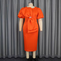 Elegant Puff Sleeve round Neck Dress Bow High Waist Slim Fit Party Evening Dress Bella Mia