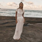 See Through Knitted Dress Casual Waist Tight Round Neck Big Pit Stripe Slimming Knitted Maxi Dress Women Bella Mia