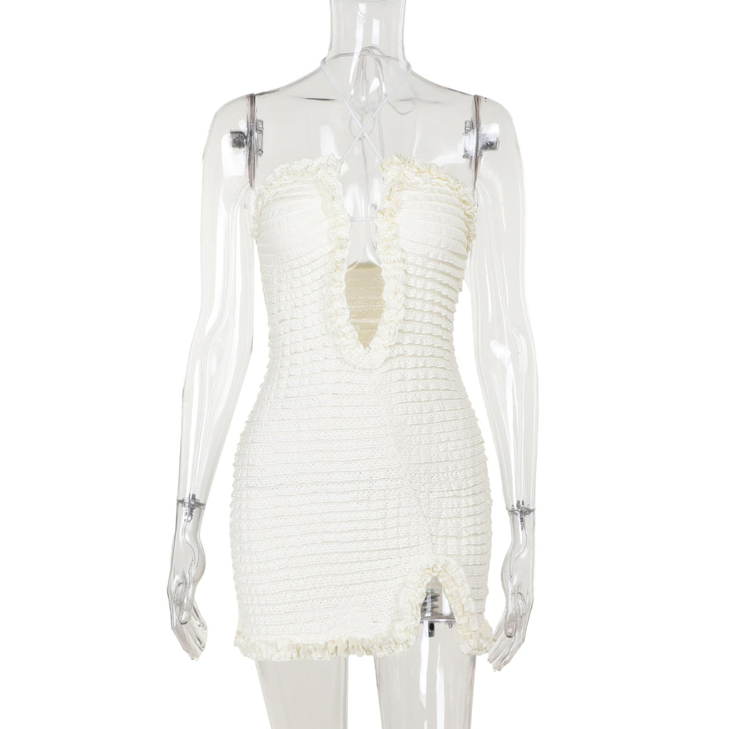 Summer Type Hip Elegant Sexy Mechanism Hollow Out Cutout Split Dress Women Bella Mia