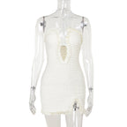 Summer Type Hip Elegant Sexy Mechanism Hollow Out Cutout Split Dress Women Bella Mia