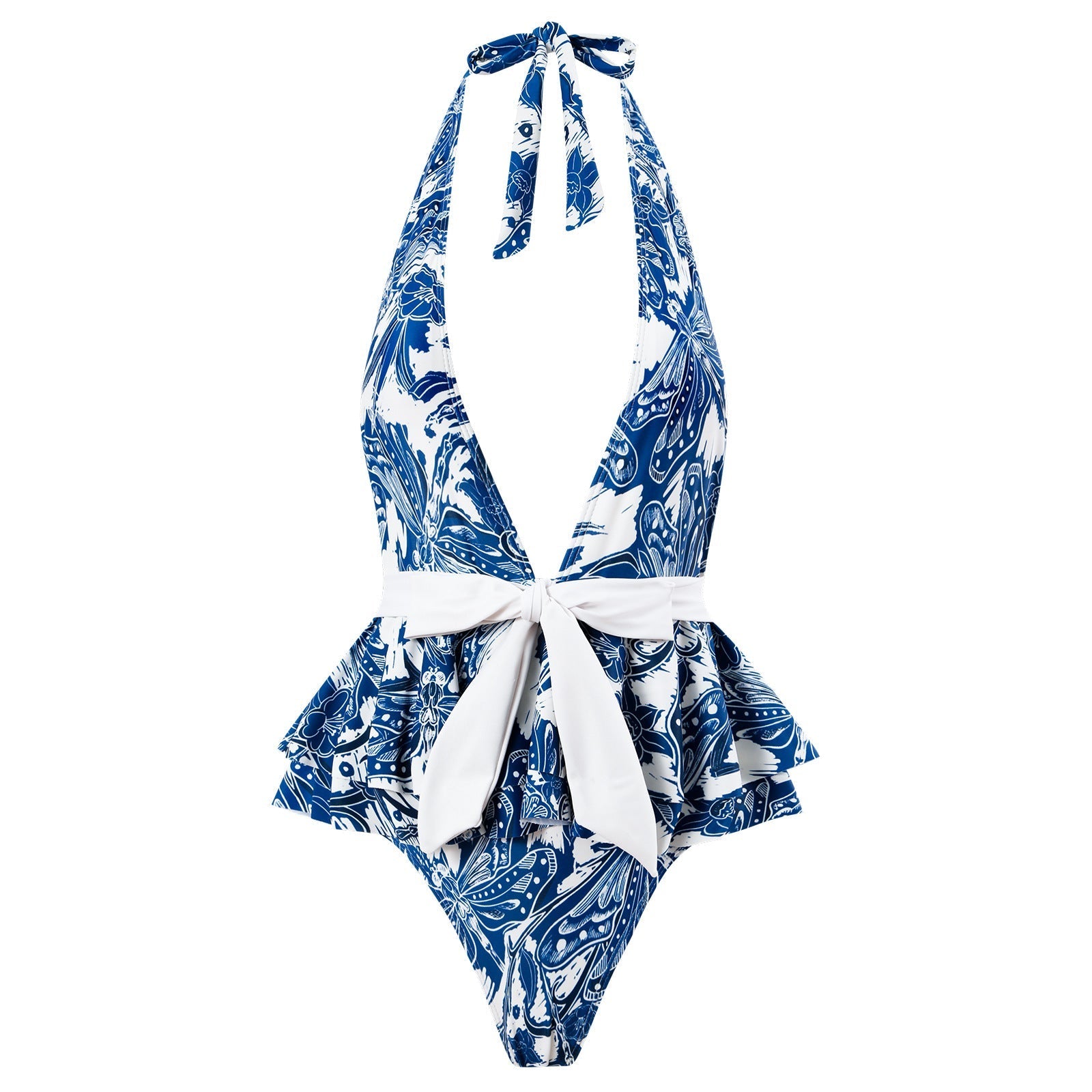 One Piece Swimsuit Women Skinny Slimming Vintage Printed Chiffon Dress With Steel Bracket Hard Bag Bella Mia