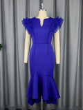 Sexy Ruffle Pleated Short Sleeve Dress Cocktail High Waist Sheath Fishtail Dress Dresses Bella Mia