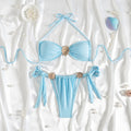 Metal Shell Decoration Solid Color Tied Sexy Split Two Piece Set Direct Bikini Bella Mia
