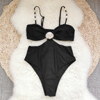 Pure Black Tube Top One Piece High Waist Bikini Swimsuit Women Sexy Backless Bella Mia