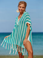 Knitted Hollow-out Headwear Blouse Holiday Casual Beach Bikini Cover 3 Colors