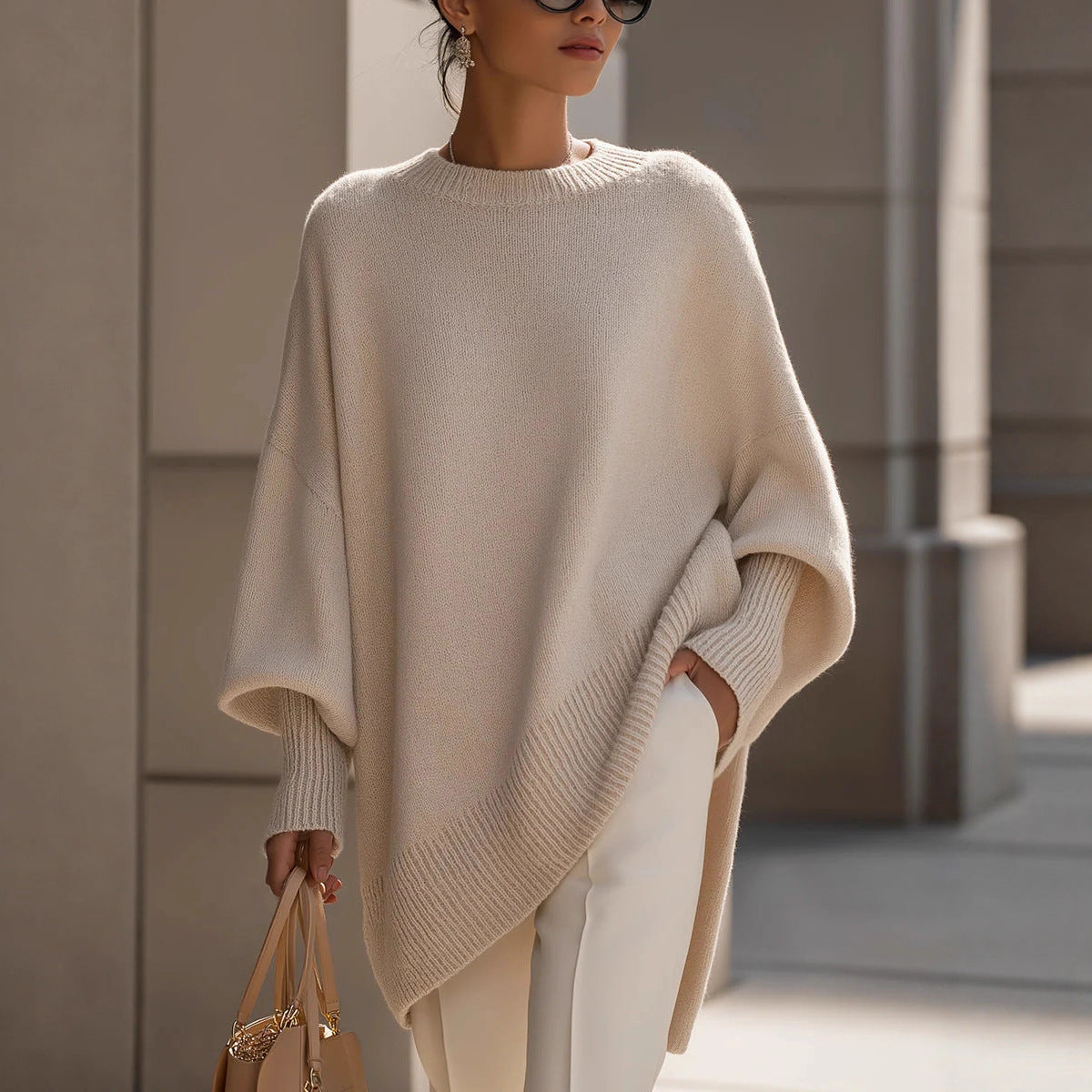 Autumn Winter round Neck Pullover Sweater Women Loose Lazy Solid Color Women Sweater Bella Mia